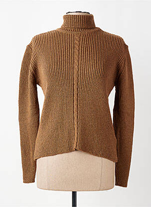 Pull col roulé coupe ajustée manches longues marron MONTAGUT femme