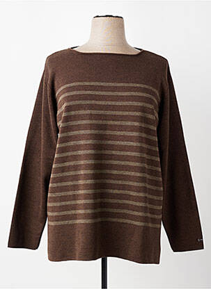 Pull col bateau manches longues marron ARMOR LUX femme