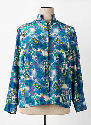 Chemisier tissage crêpe manches longues bleu PIER BÉ femme