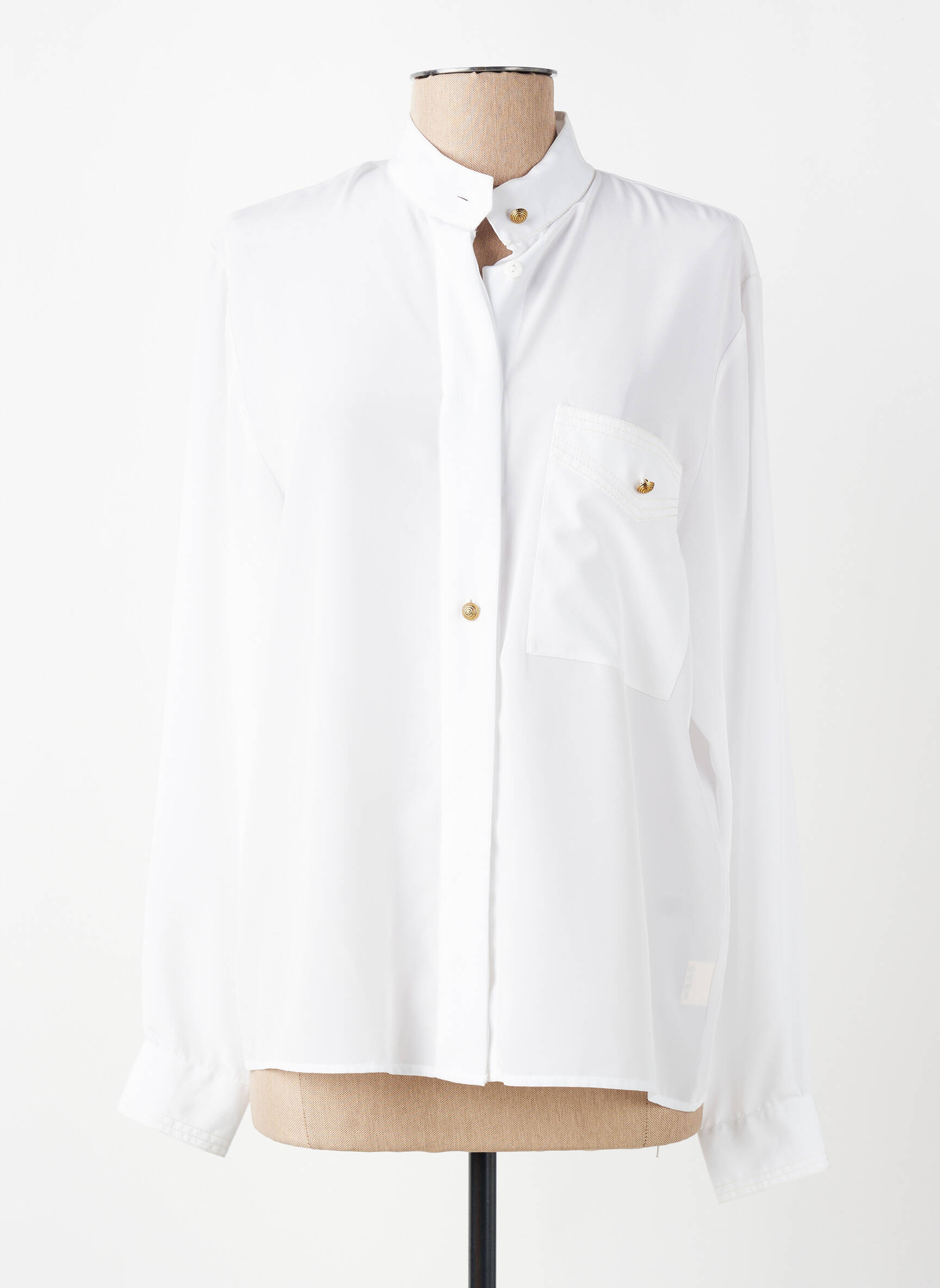 Chemisier tissage crêpe manches longues blanc PIER BÉ femme