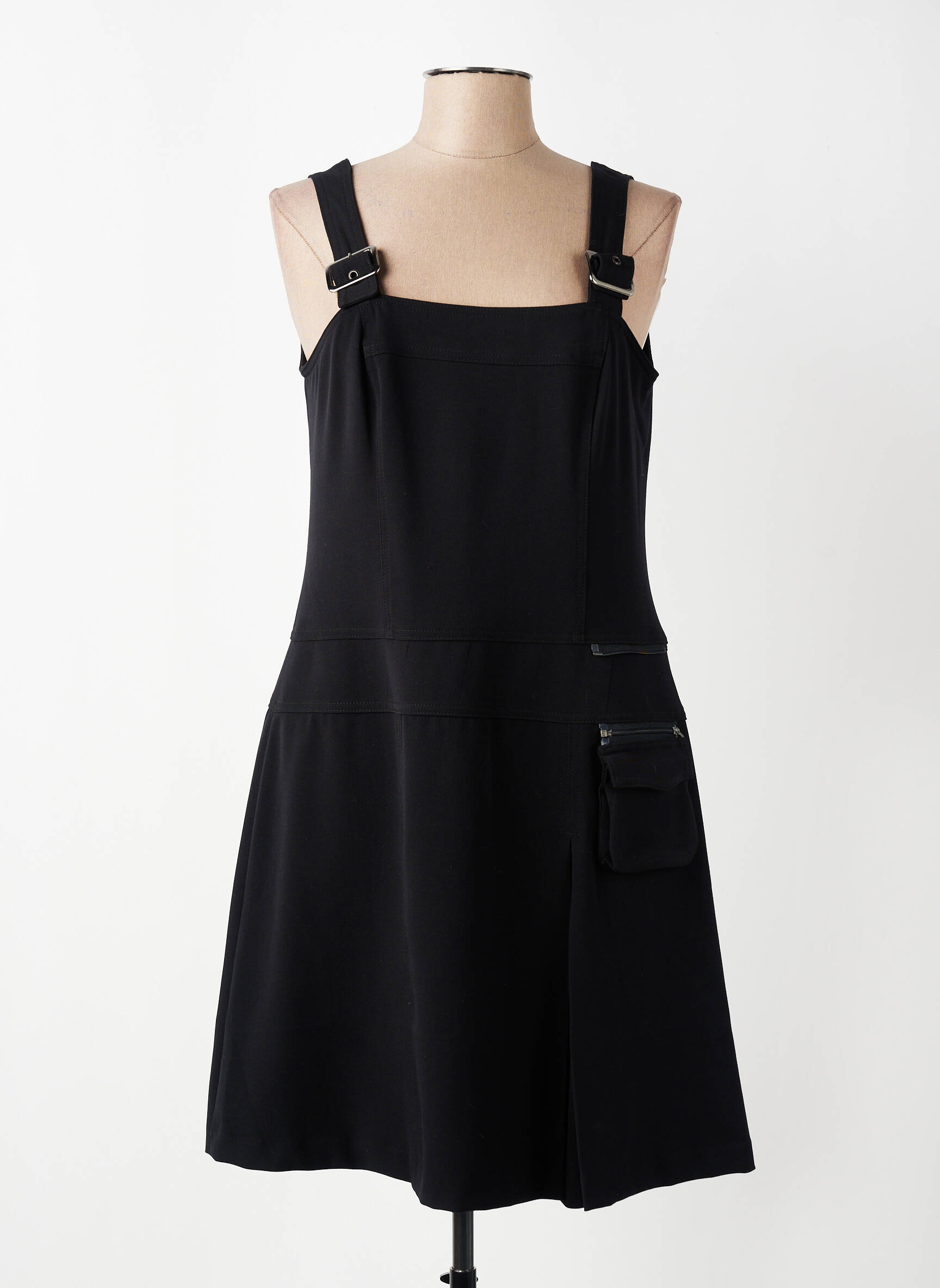 Robe mi-longue doublure fines bretelles noir PAUL BRIAL femme