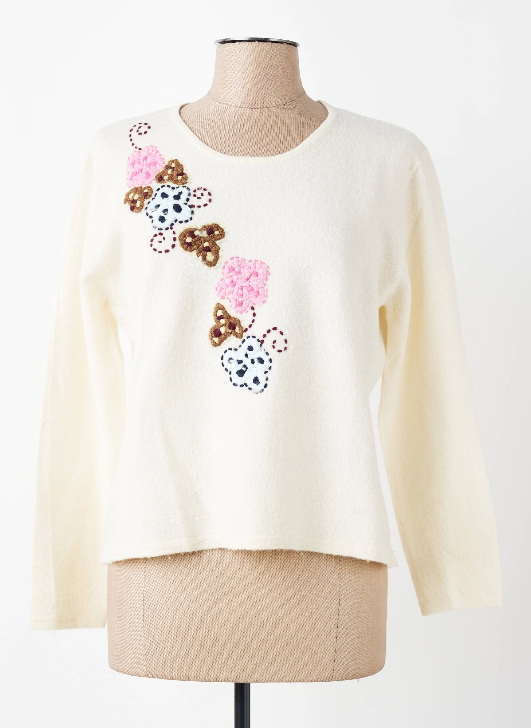 Pull coupe cintrée manches longues beige FINETTE femme
