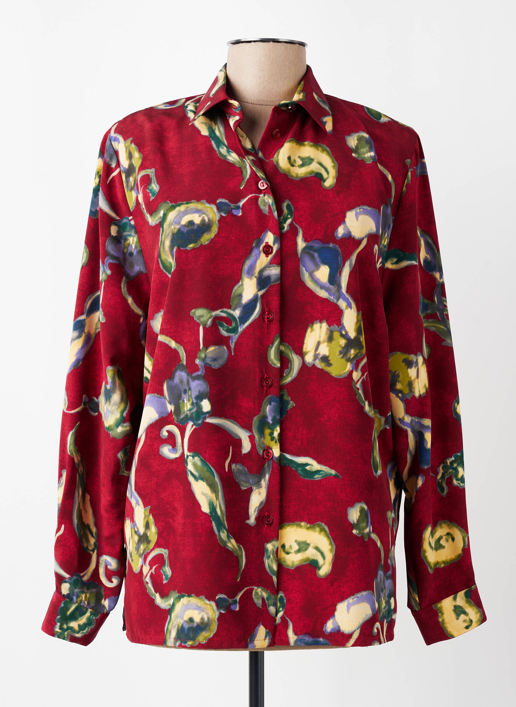 Chemisier imprimé fleurs manches longues rouge PIER BÉ femme