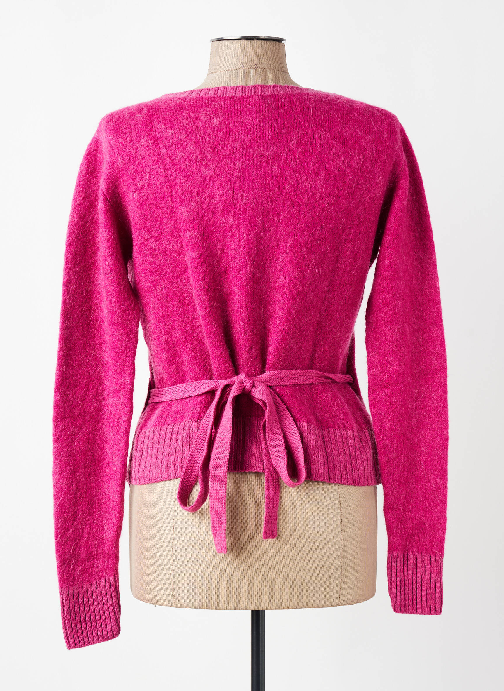 Gilet manches longues resserrée sur le bas rose FINETTE femme
