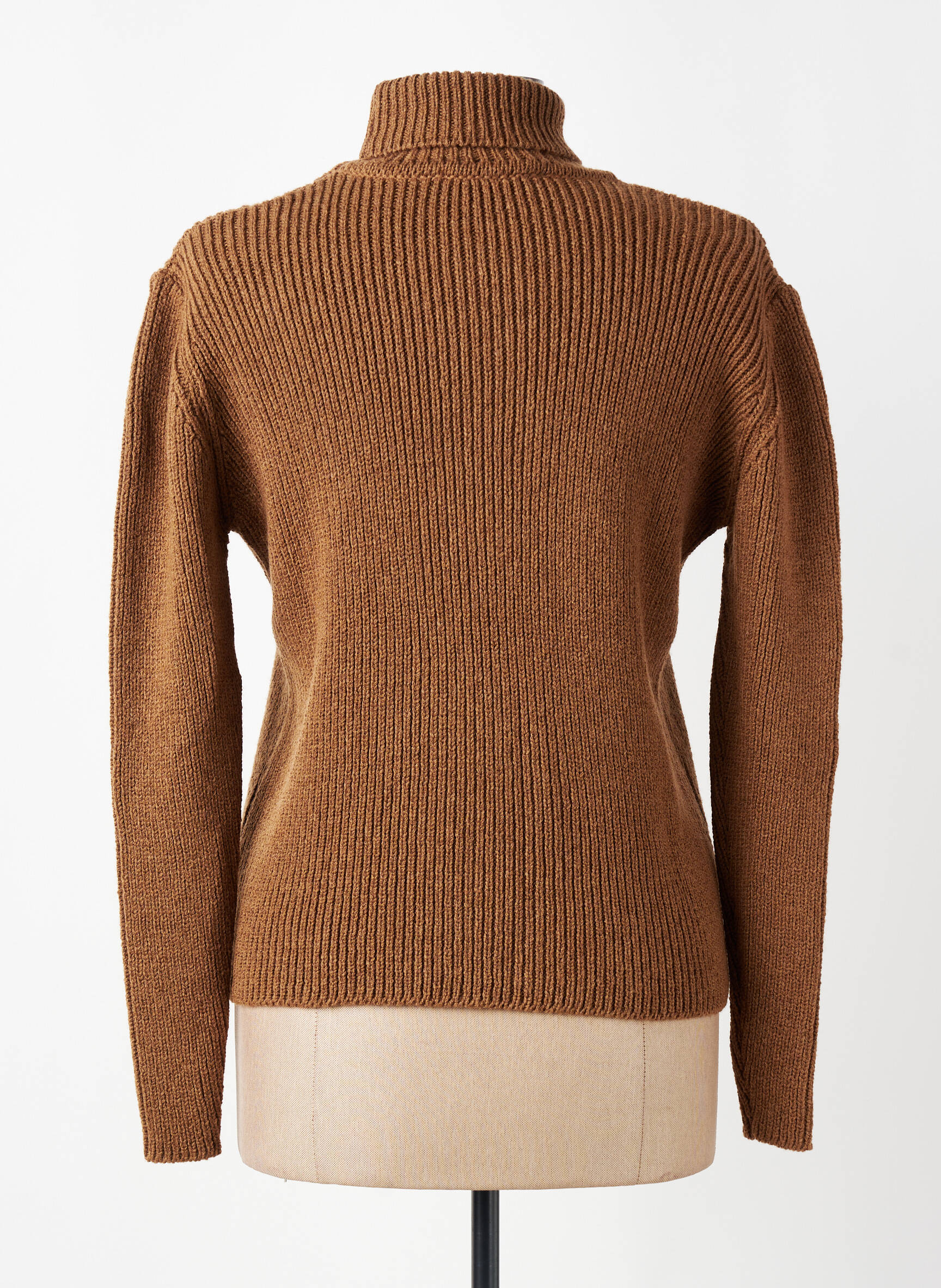 Pull col roulé coupe ajustée manches longues marron MONTAGUT femme