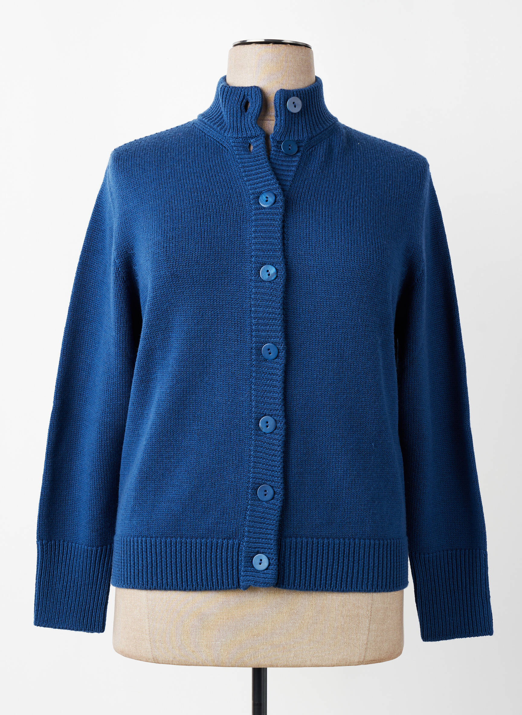 Gilet manches longues resserrée sur le bas bleu MAURICE ABOT femme
