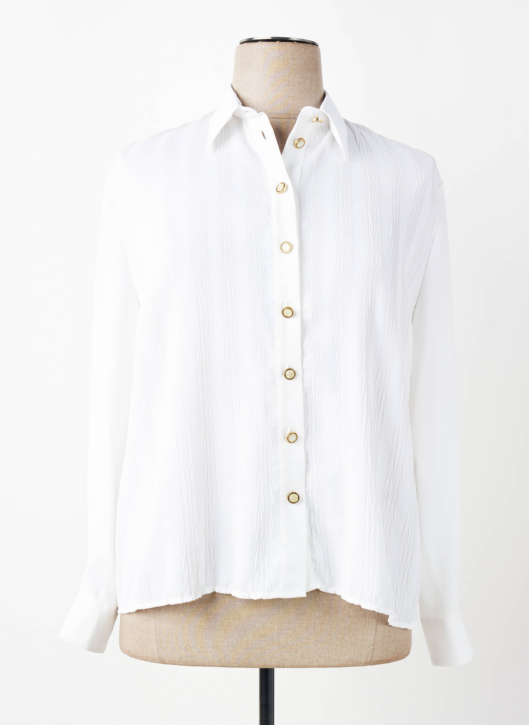 Chemisier tissage crêpe manches longues blanc PIER BÉ femme