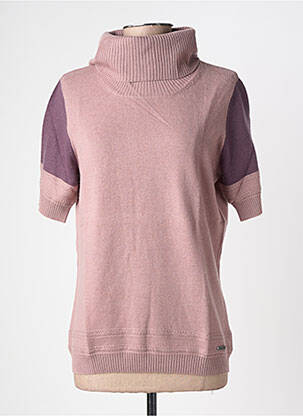 Pull col roulé stretch manches courtes rose ARMOR LUX femme