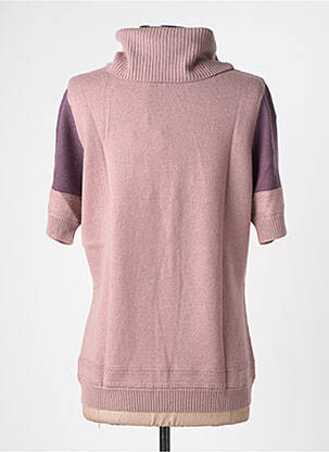 Pull col roulé stretch manches courtes rose ARMOR LUX femme