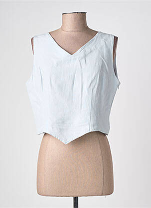 Top col v sans manche bleu KATMAI femme