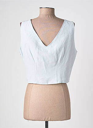 Top col v sans manche bleu KATMAI femme