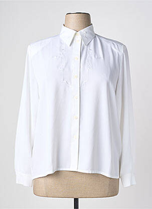 Chemisier tissage crêpe manches longues blanc PRUNELLE femme