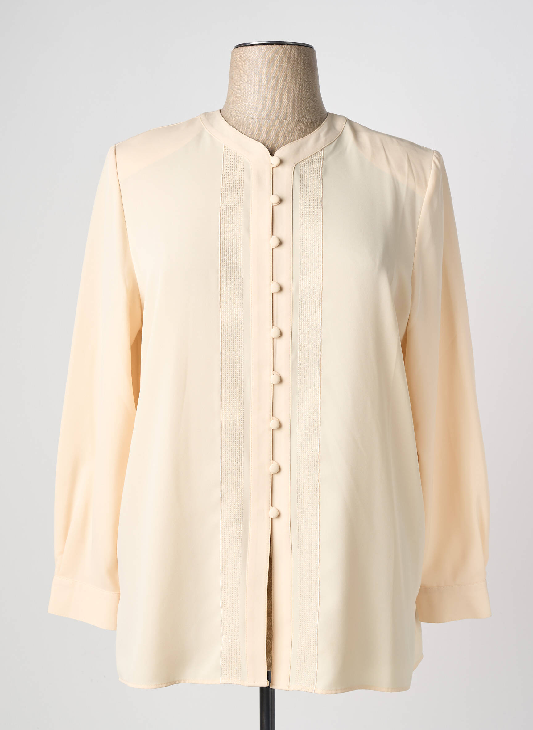 Chemisier col mao manches longues jaune PRUNELLE femme