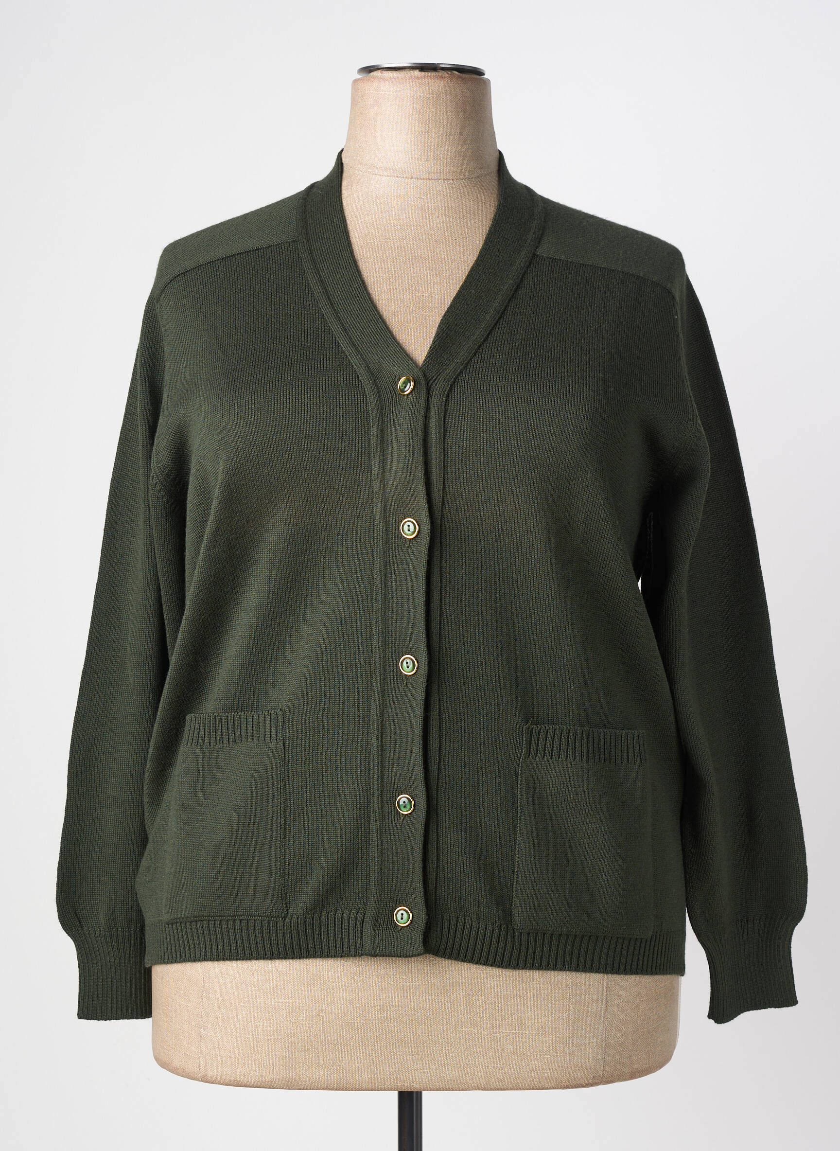 Gilet manches longues stretch vert EDWIGE femme