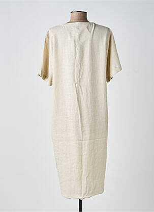 Robe mi-longue tissage crêpe manches courtes beige SOYACONCEPT femme