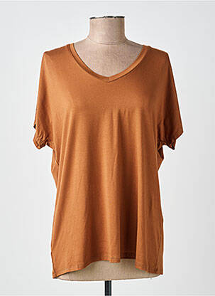 T-shirt coupe droite manches courtes marron SOYACONCEPT femme