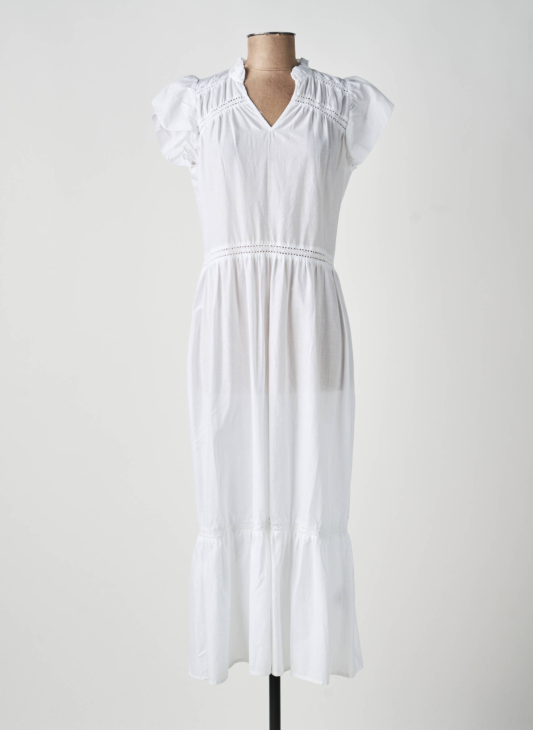 Robe longue manches courtes manches courtes blanc SOYACONCEPT femme