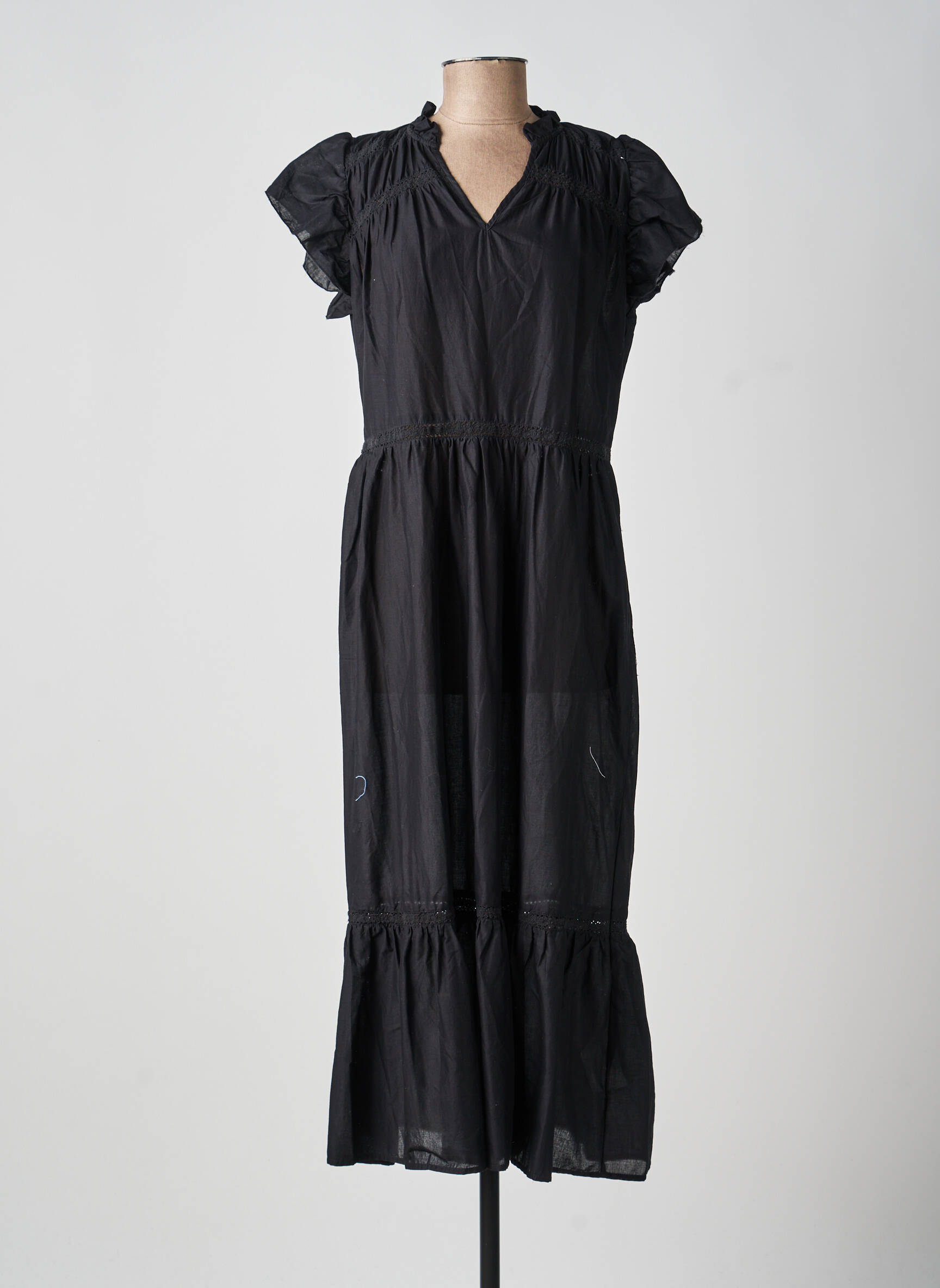 Robe longue manches courtes manches courtes noir SOYACONCEPT femme