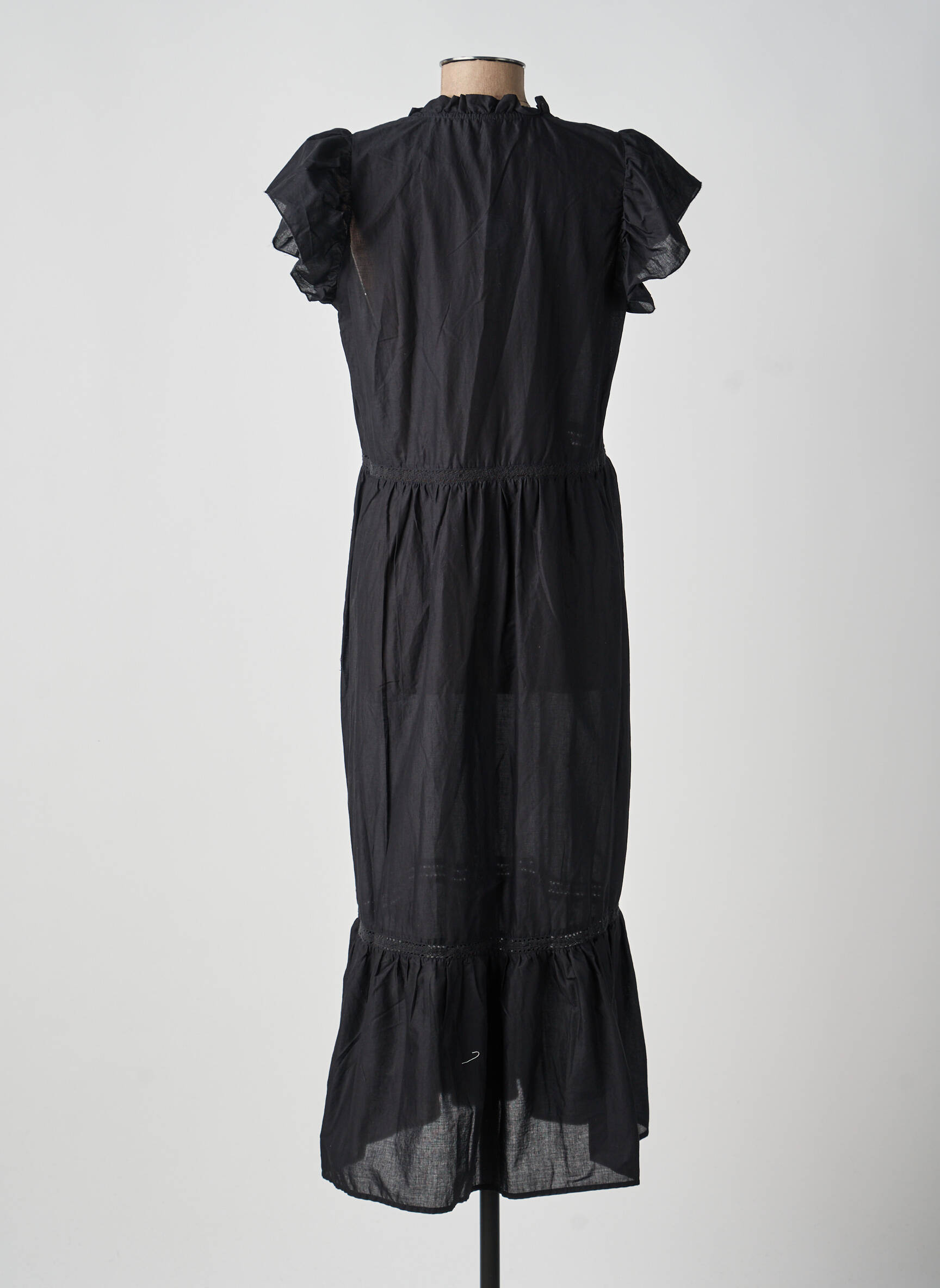 Robe longue manches courtes manches courtes noir SOYACONCEPT femme