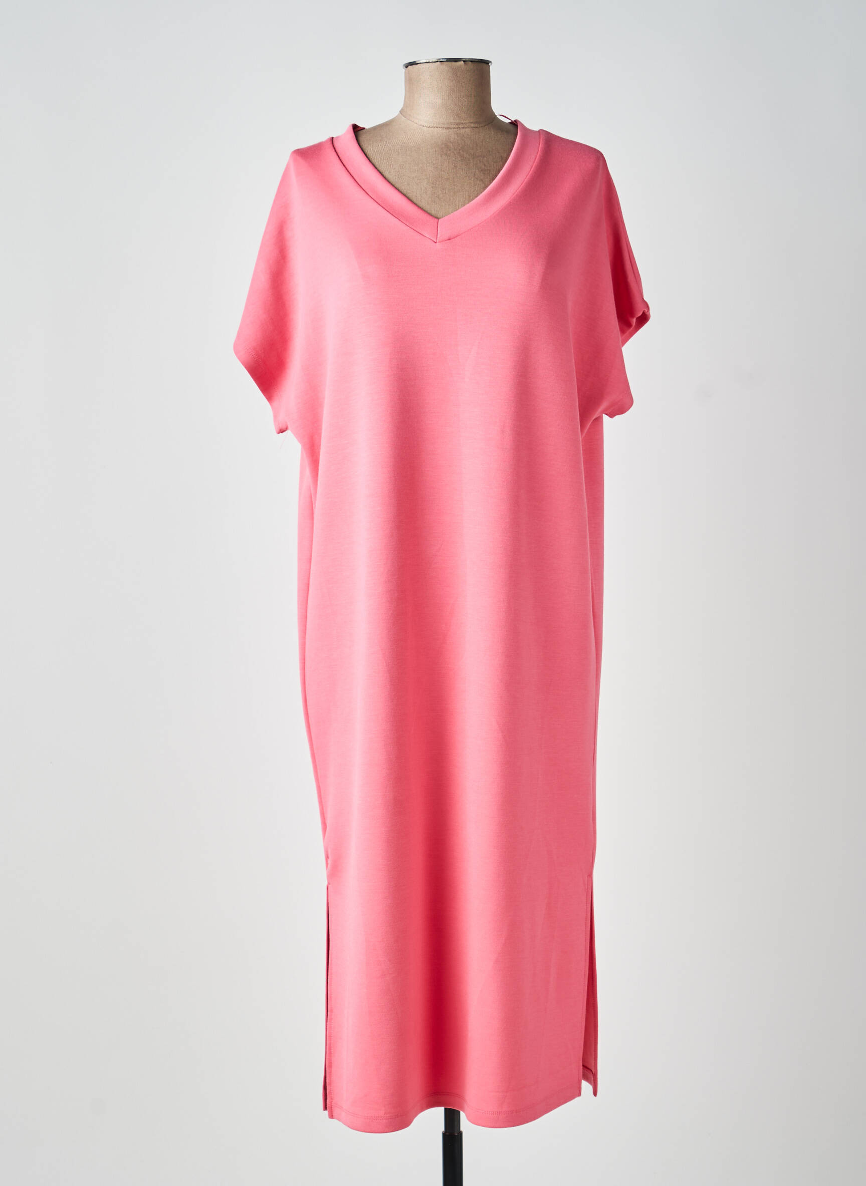 Robe mi-longue manches courtes manches courtes rose SOYACONCEPT femme