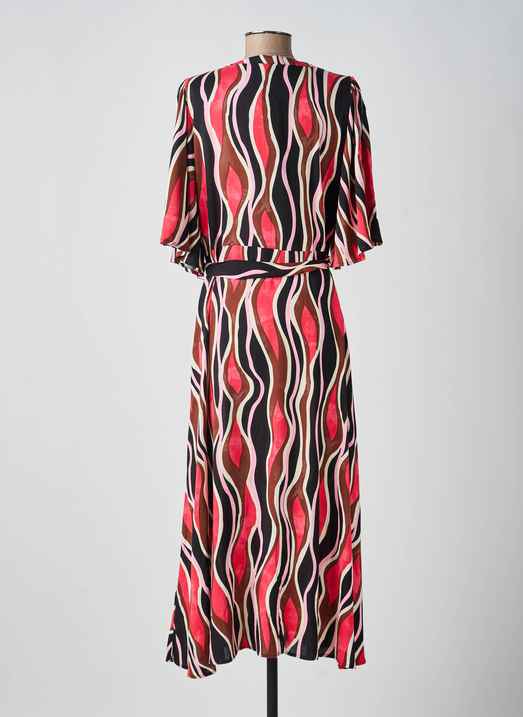 Robe longue imprimé fantaisie manches courtes rose SOYACONCEPT femme