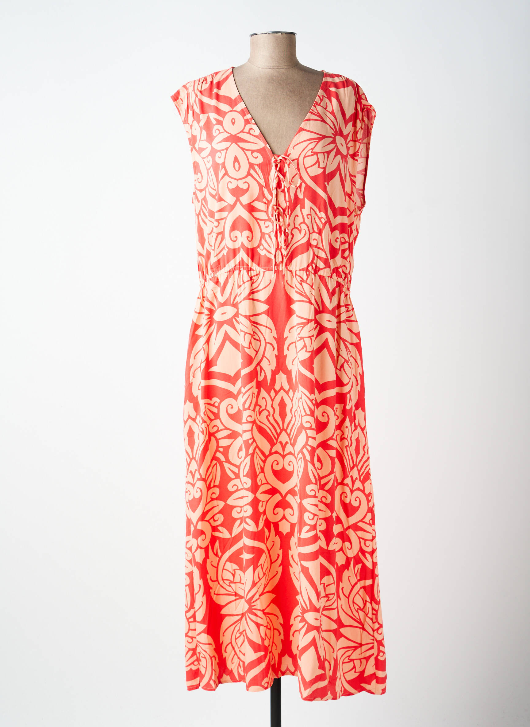 Robe longue imprimé fantaisie sans manche rouge SOYACONCEPT femme
