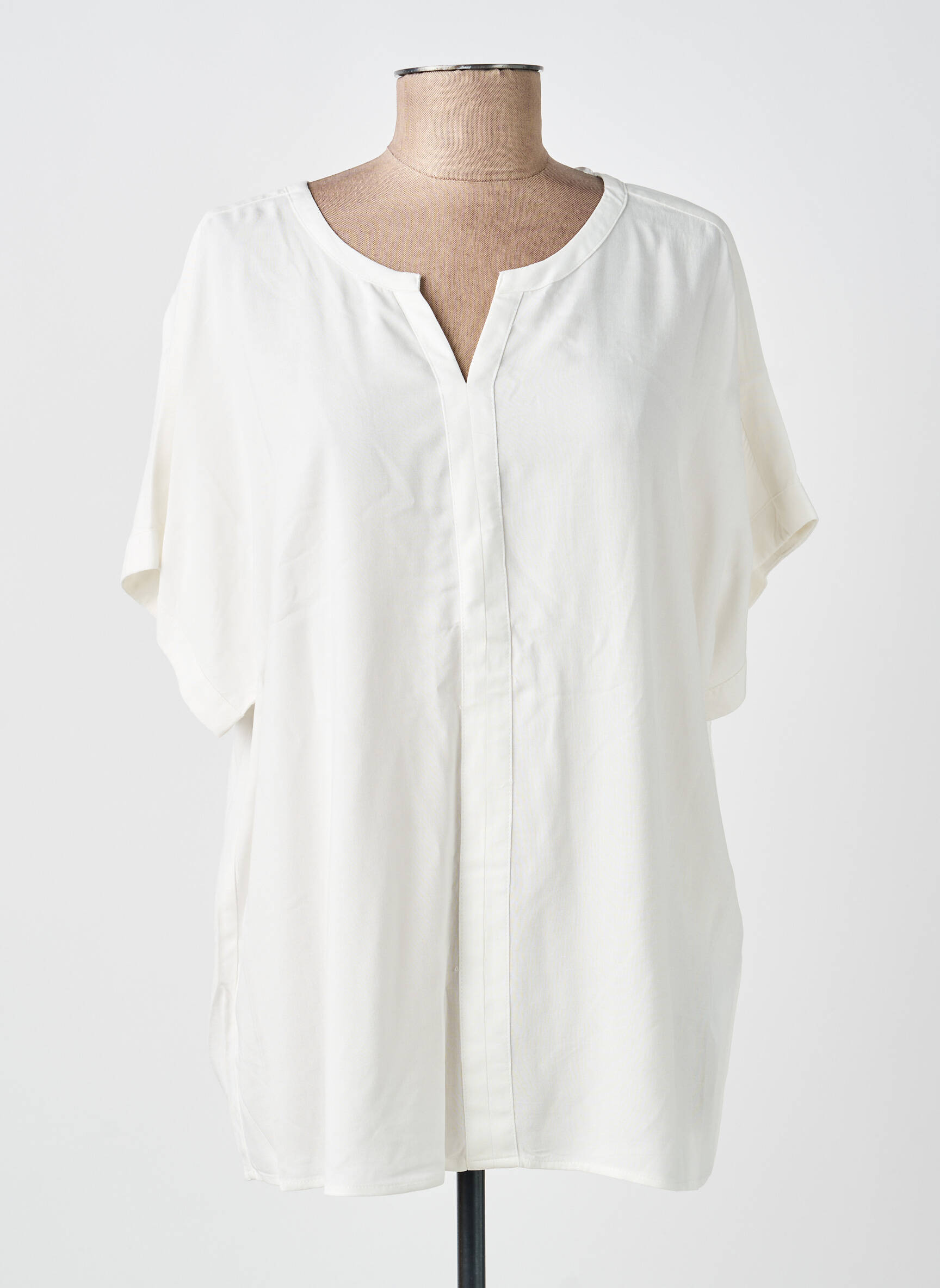 Blouse tissage popeline manches courtes beige SOYACONCEPT femme