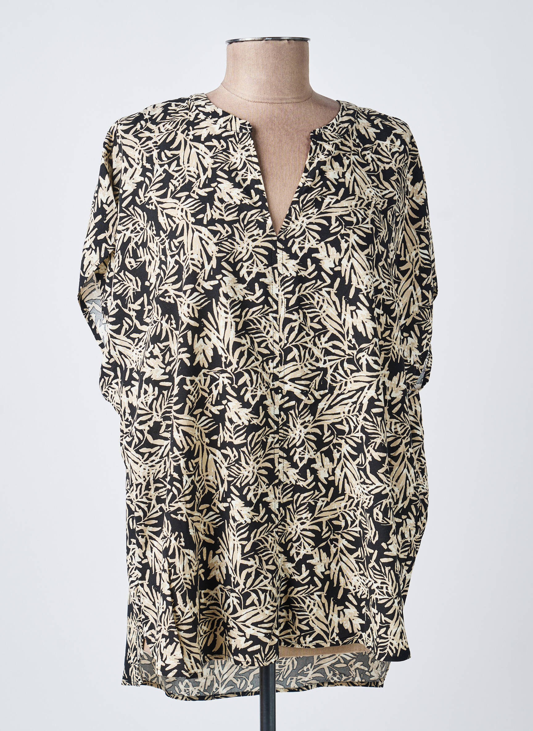 Blouse tissage popeline manches courtes noir SOYACONCEPT femme