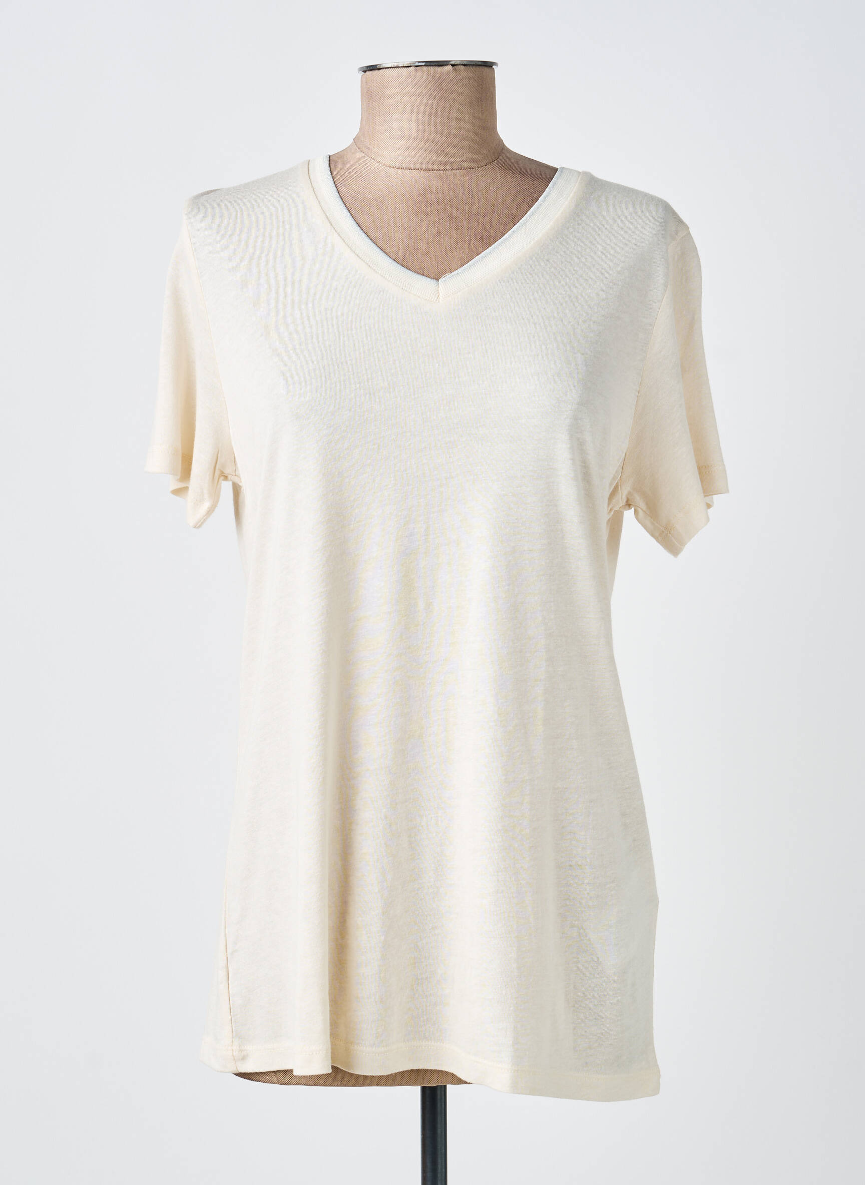 T-shirt col v manches courtes beige SOYACONCEPT femme