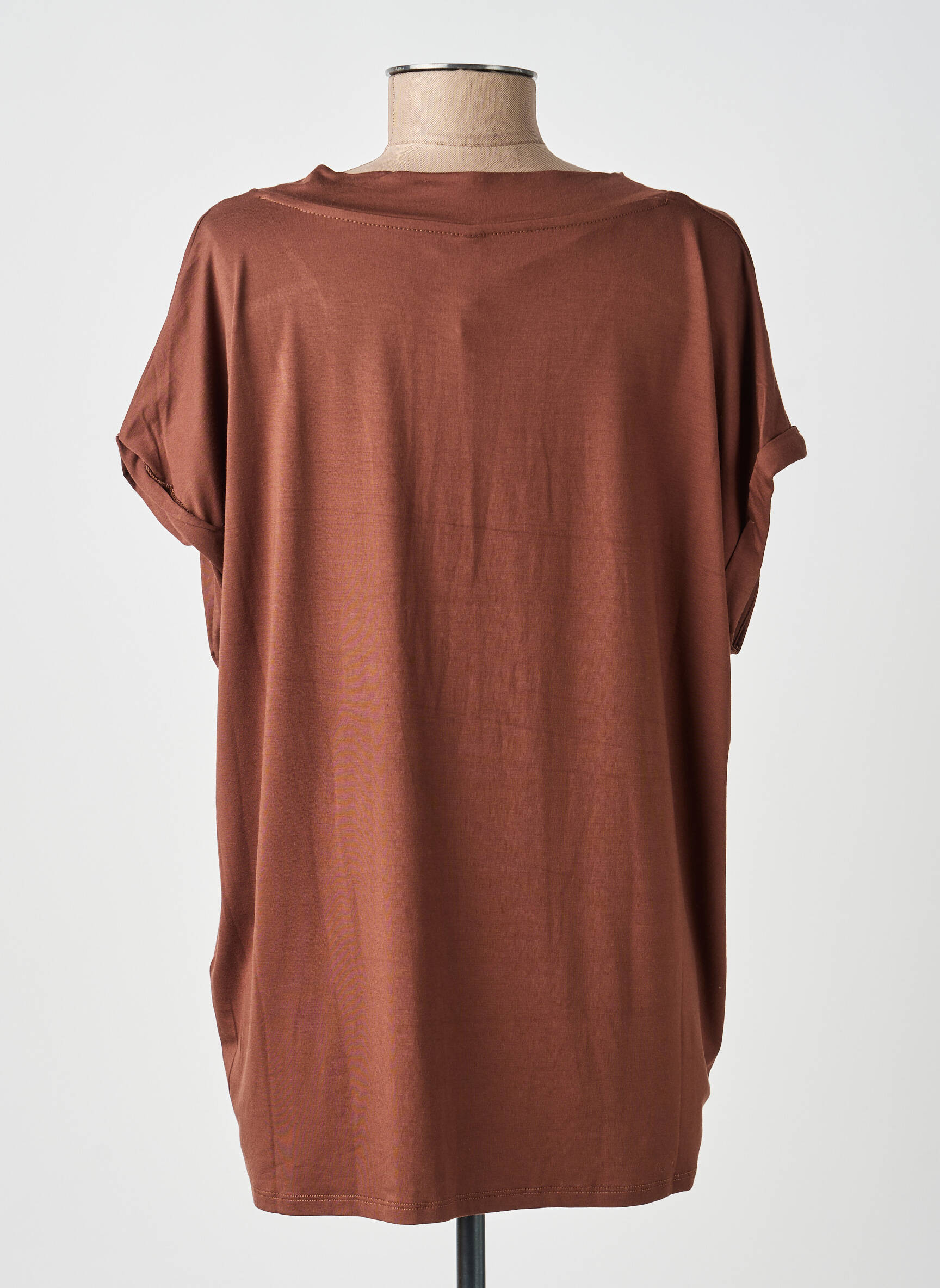 T-shirt col v manches courtes marron SOYACONCEPT femme