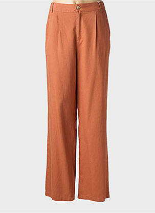 Pantalon droit fermeture zippée sous rabat boutonné orange C'EST BEAU LA VIE femme