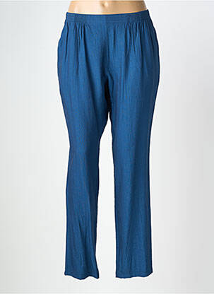 Pantalon droit tissage crêpe taille normale bleu GRIFFON femme