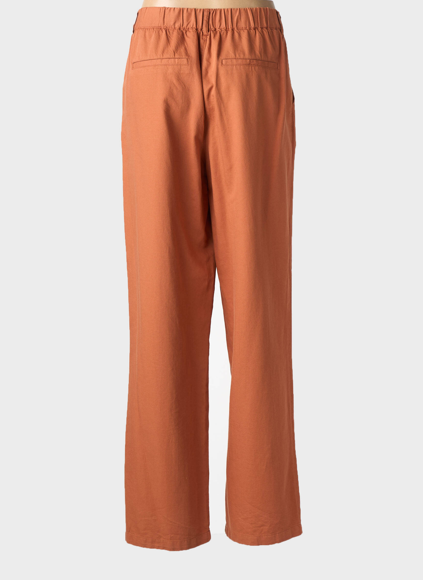 Pantalon droit taille élastique orange C'EST BEAU LA VIE femme
