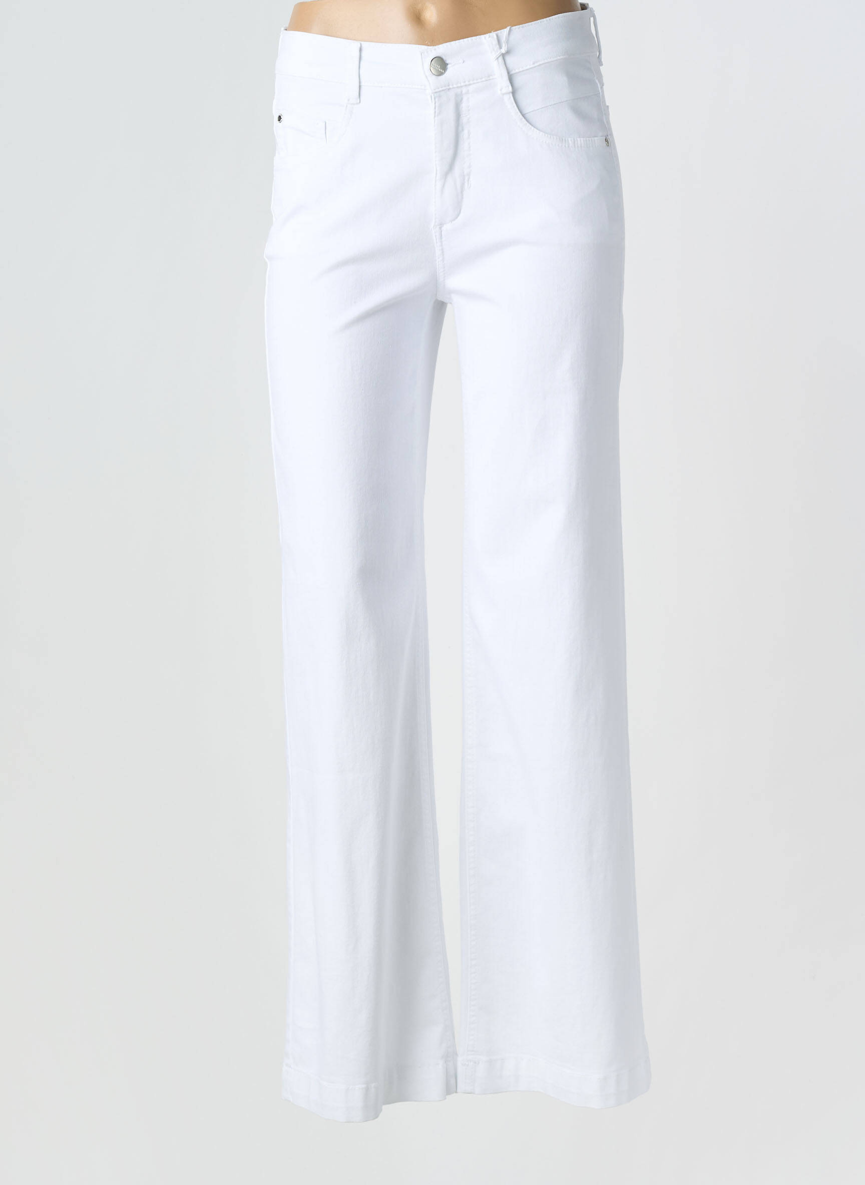 Jeans coupe large stretch taille haute blanc ANNA MONTANA femme