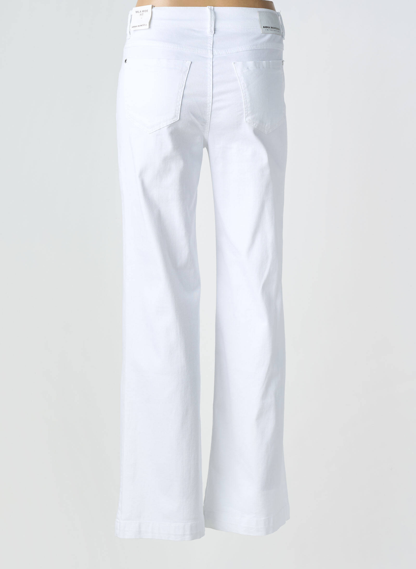 Jeans coupe large stretch taille haute blanc ANNA MONTANA femme