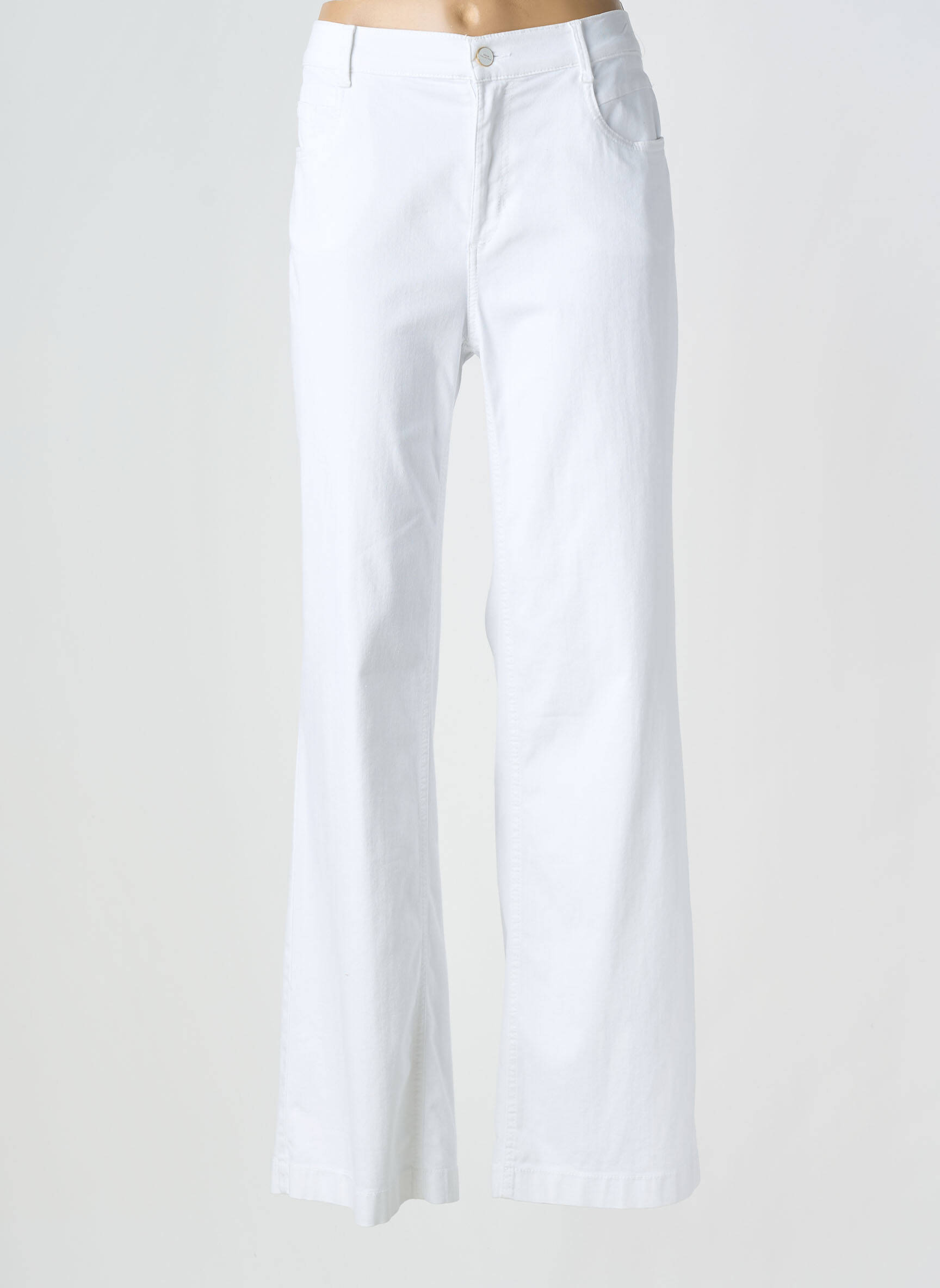 Jeans coupe large poches taille haute blanc ANNA MONTANA femme
