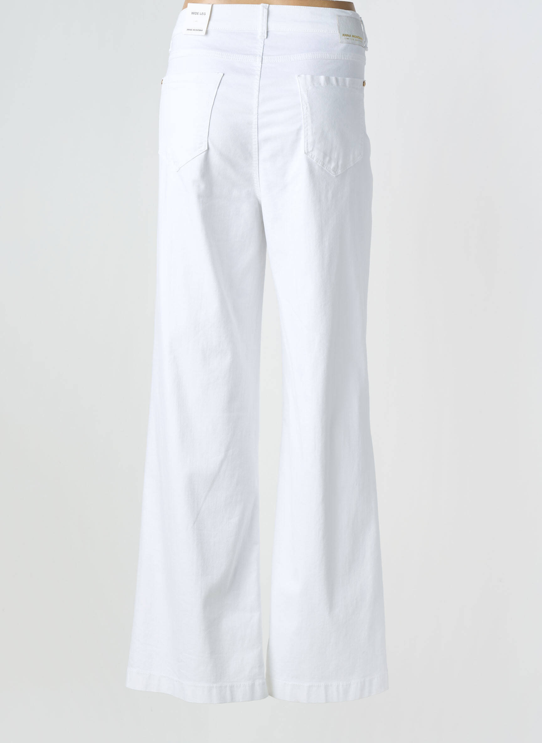 Jeans coupe large poches taille haute blanc ANNA MONTANA femme