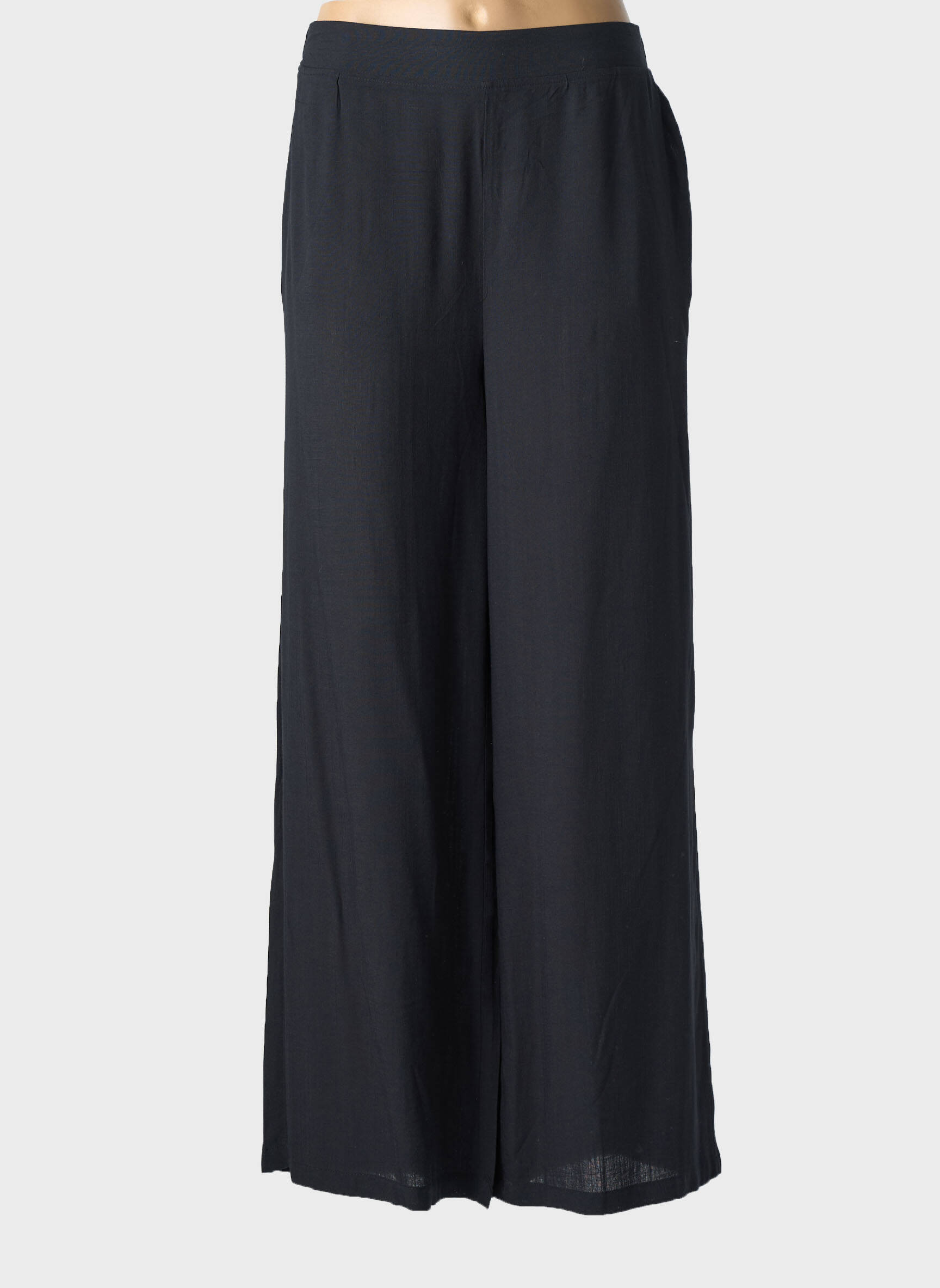 Pantalon large tissage popeline taille normale noir ÉTYMOLOGIE femme