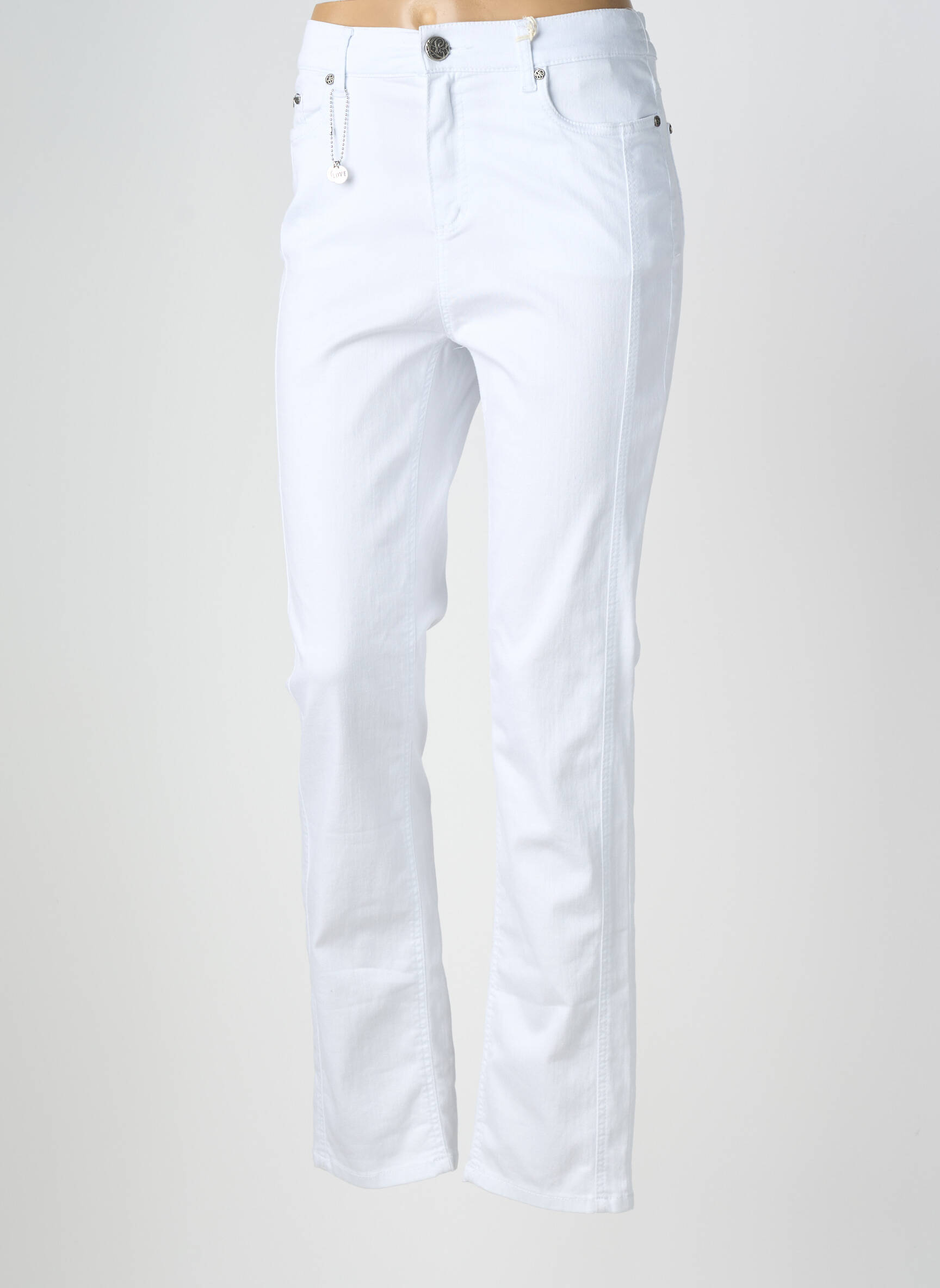 Jeans coupe slim taille haute taille haute blanc ANNA MONTANA femme