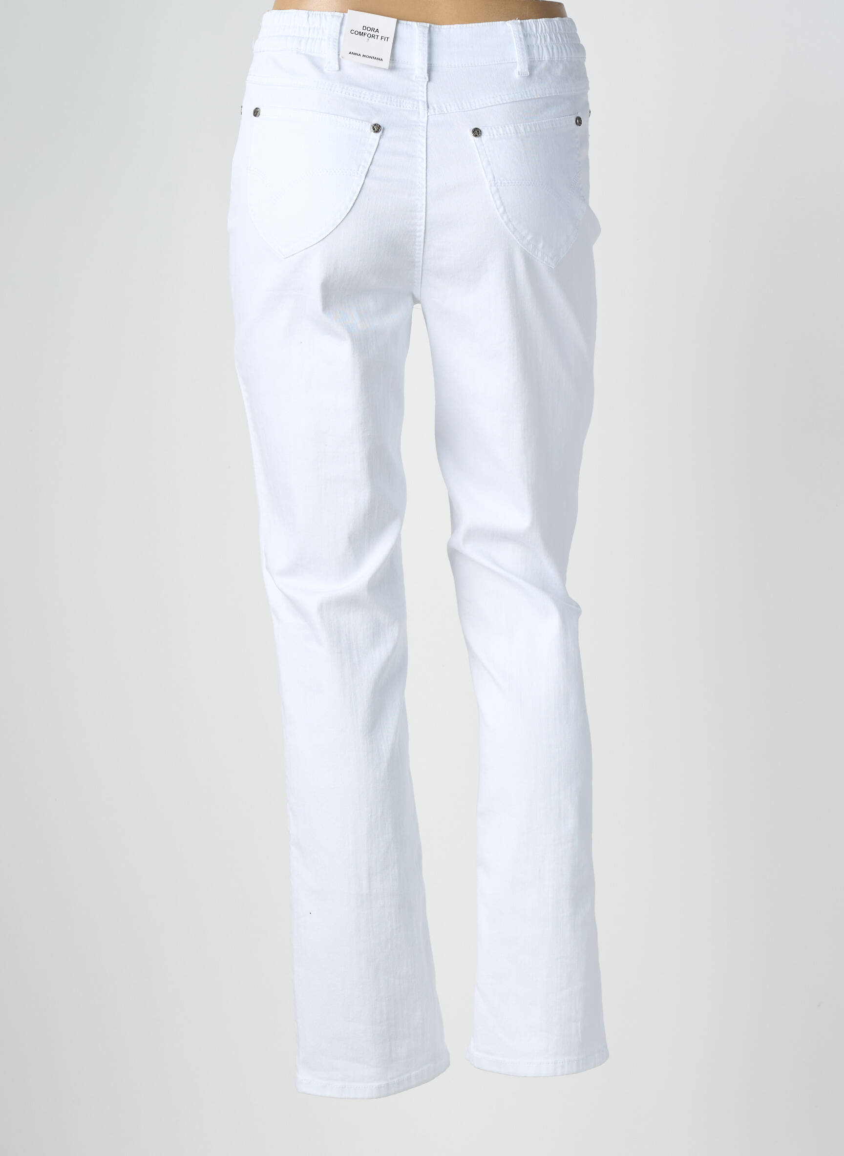 Jeans coupe slim taille haute taille haute blanc ANNA MONTANA femme