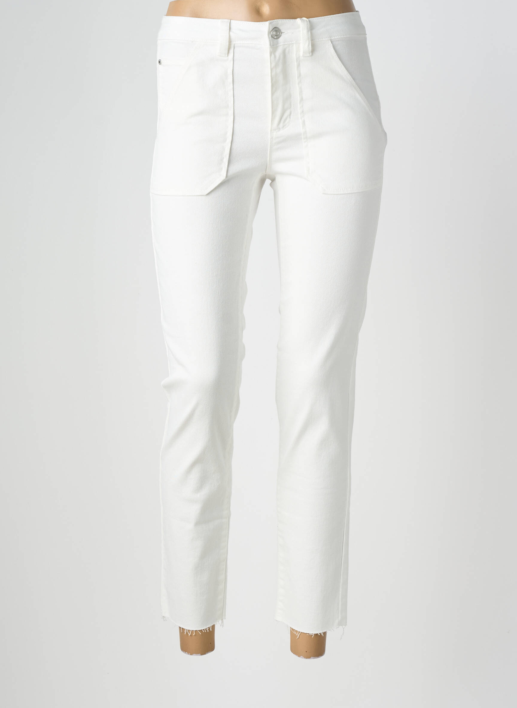 Jeans coupe slim taille haute taille haute blanc C'EST BEAU LA VIE femme