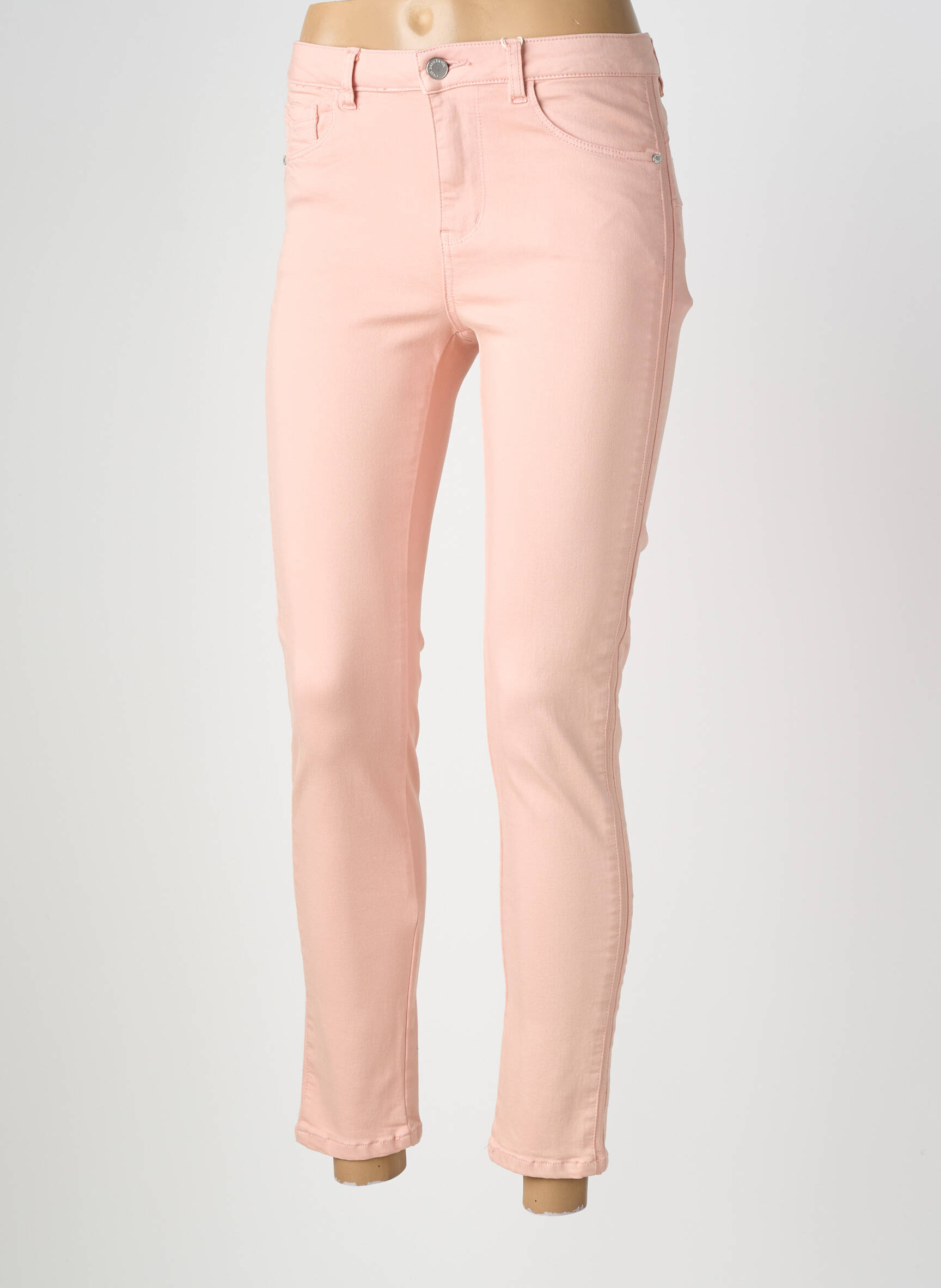 Jeans coupe slim stretch taille normale rose C'EST BEAU LA VIE femme