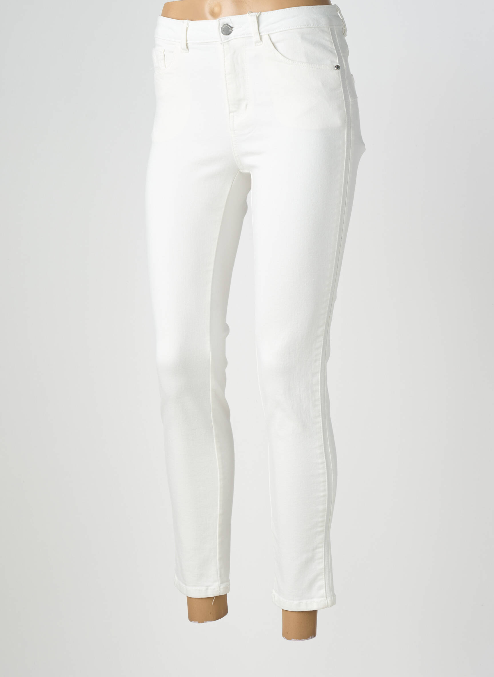 Jeans coupe slim stretch taille normale blanc C'EST BEAU LA VIE femme