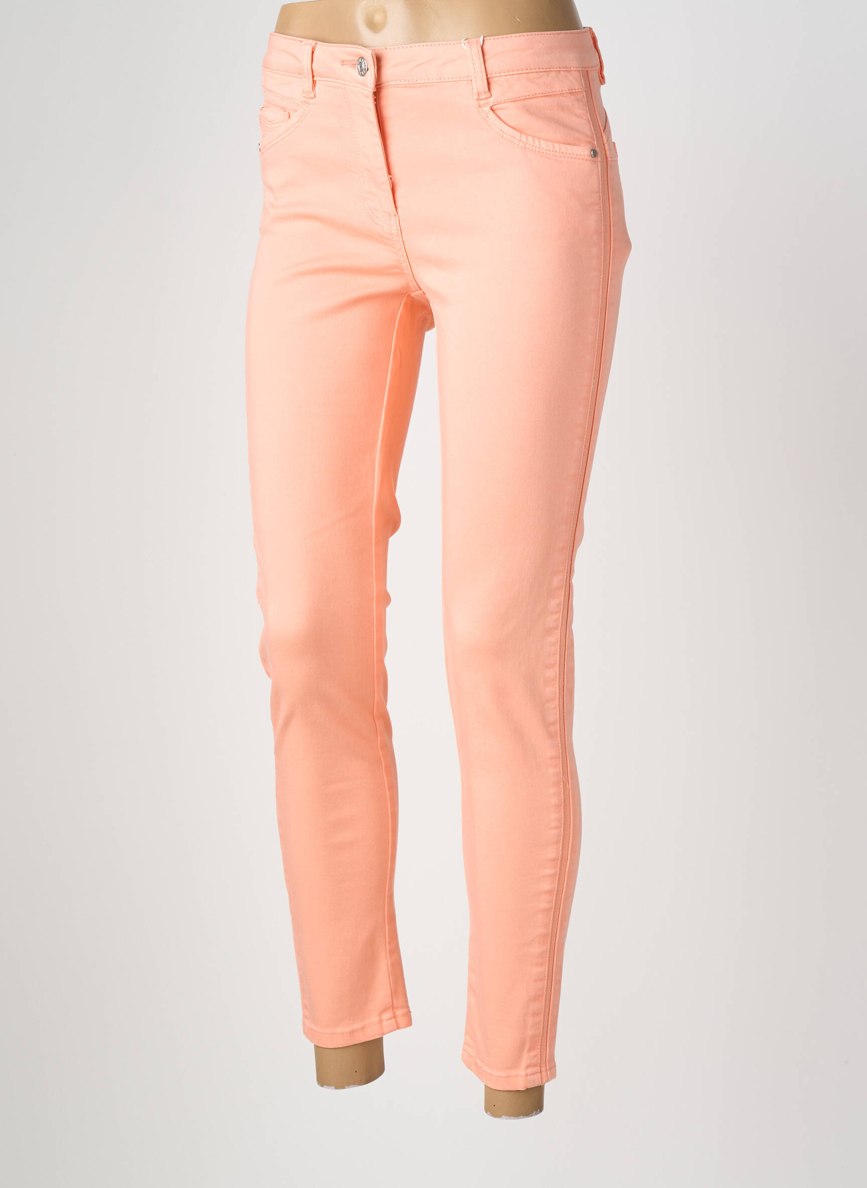 Jeans coupe slim stretch taille normale orange C'EST BEAU LA VIE femme