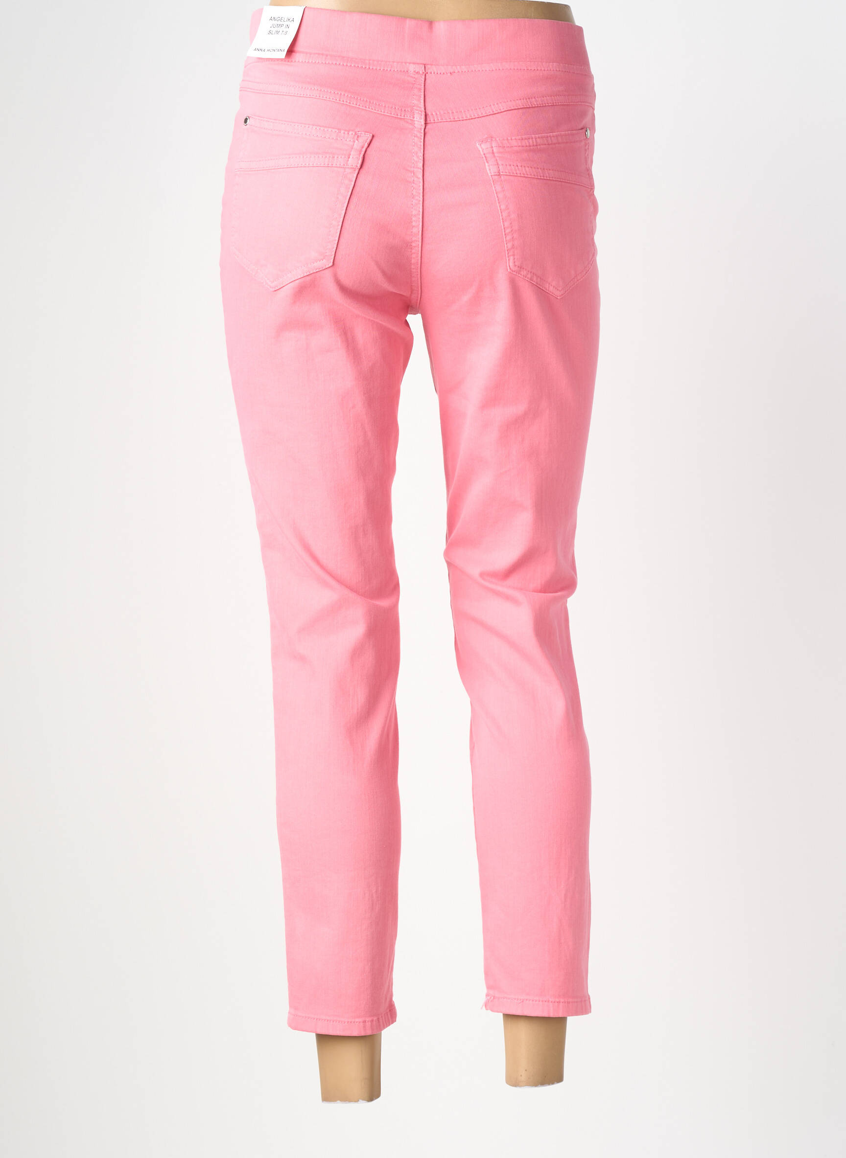 Pantalon 7/8 stretch taille normale rose ANNA MONTANA femme