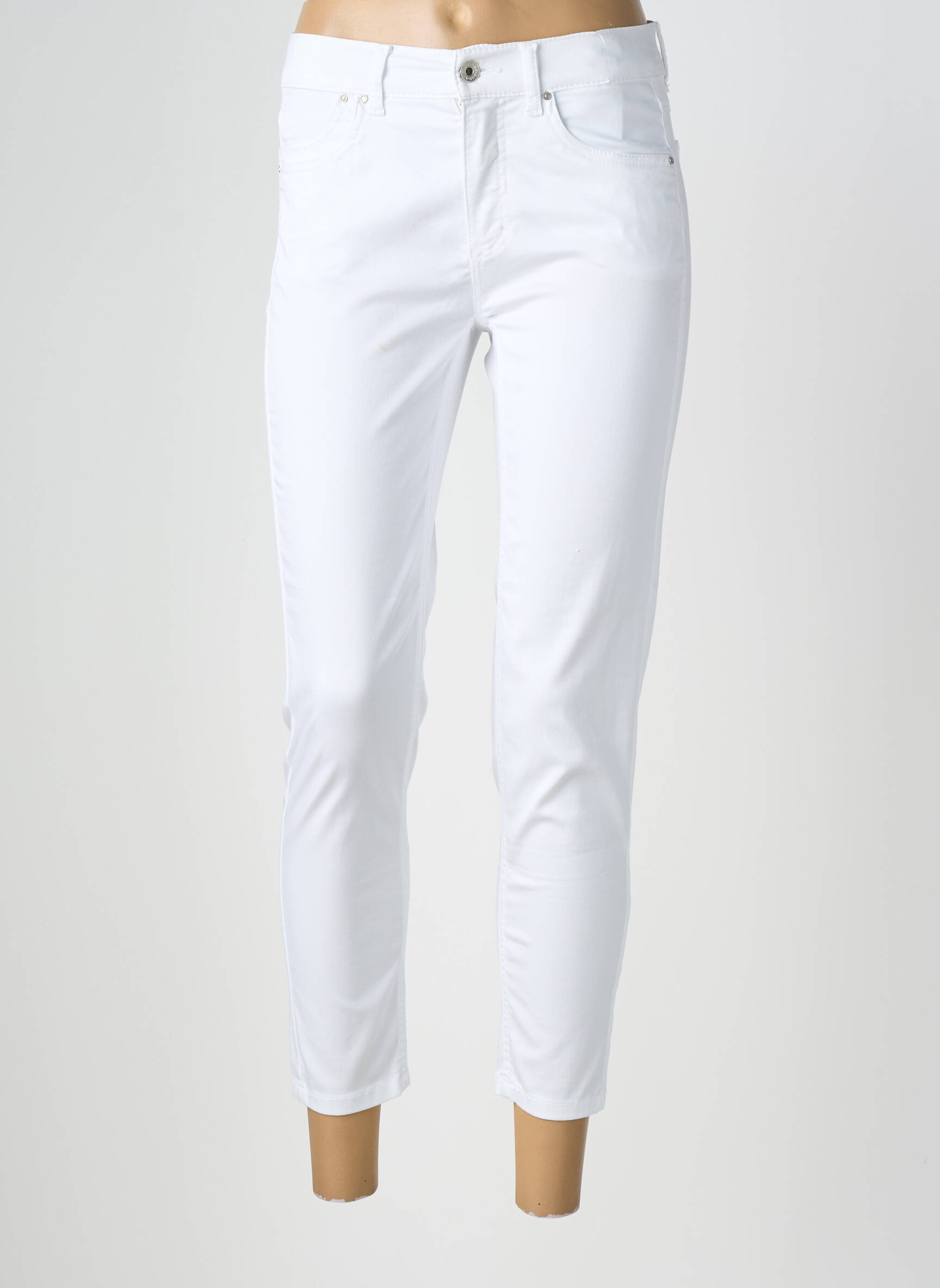 Pantalon 7/8 stretch taille normale blanc ANNA MONTANA femme