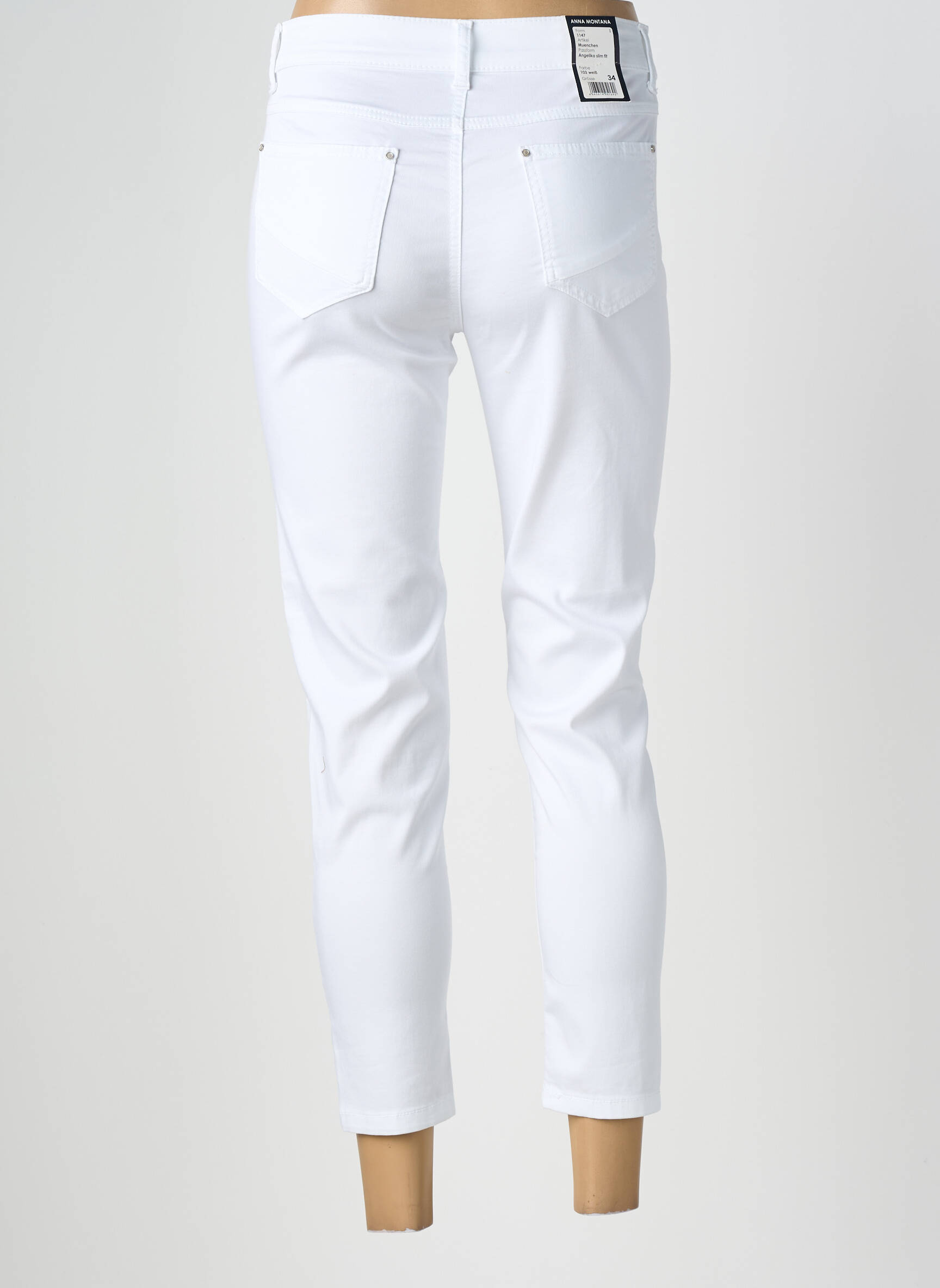 Pantalon 7/8 stretch taille normale blanc ANNA MONTANA femme