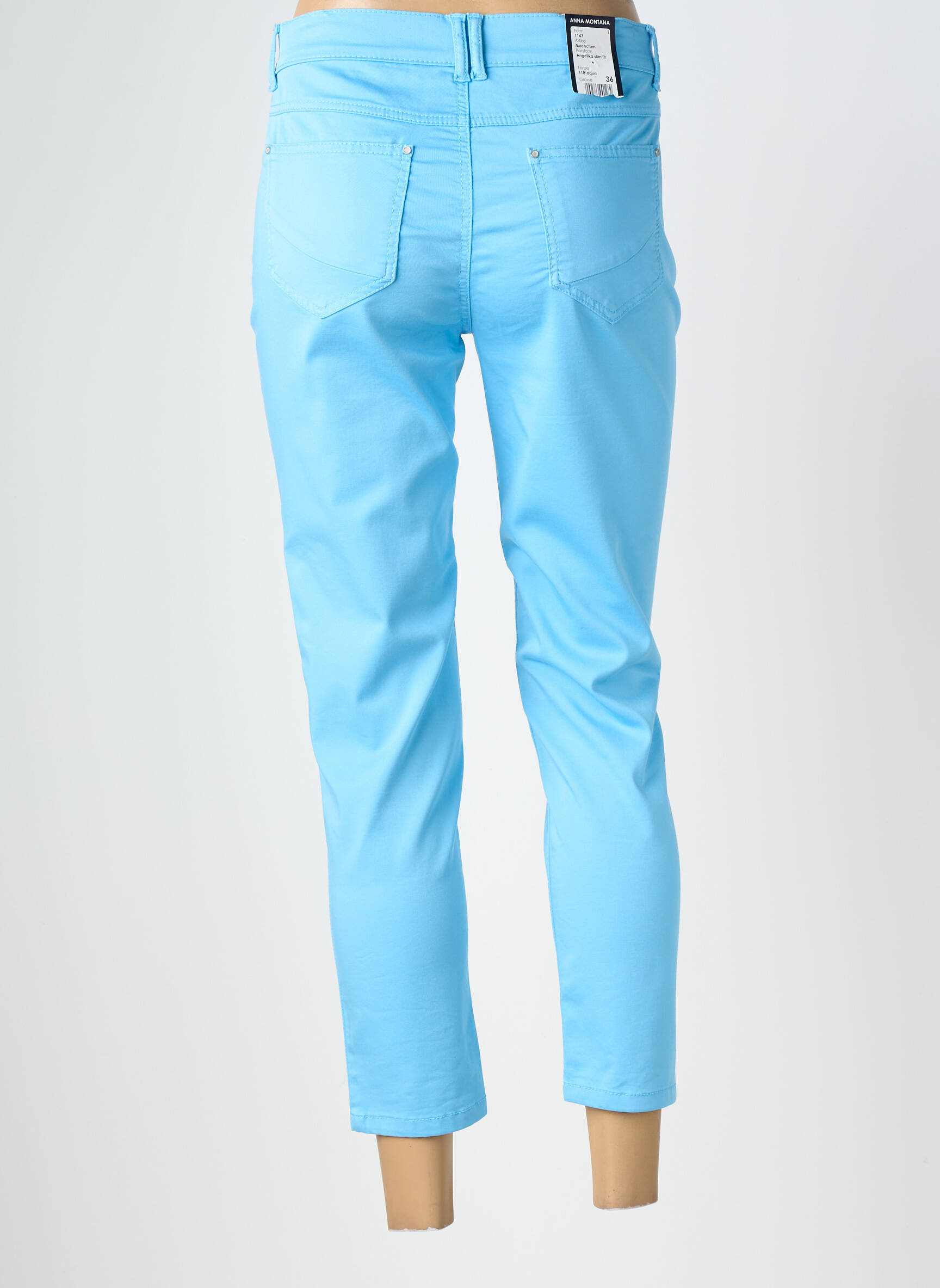 Pantalon 7/8 stretch taille normale bleu ANNA MONTANA femme