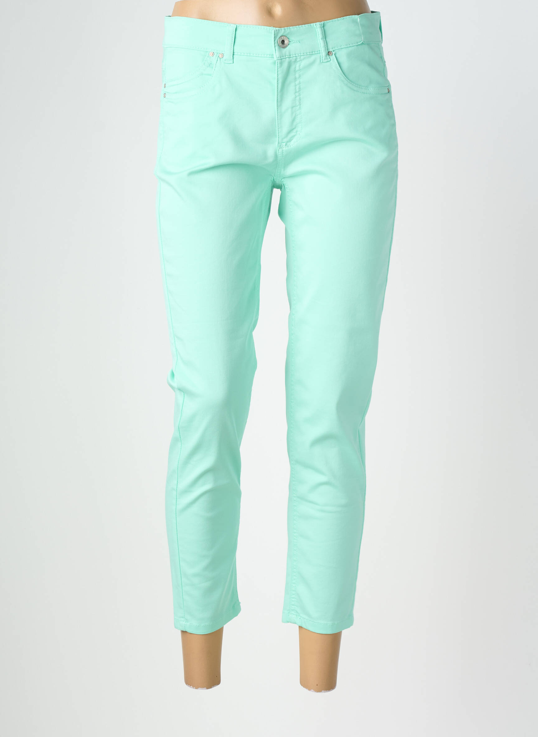 Pantalon 7/8 stretch taille normale vert ANNA MONTANA femme