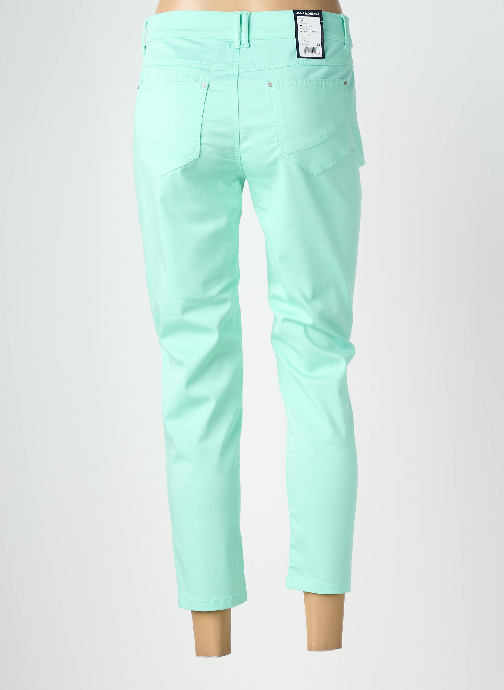 Pantalon 7/8 stretch taille normale vert ANNA MONTANA femme